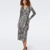 Abigail Silk Jersey Long Sleeve Midi Wrap Dress