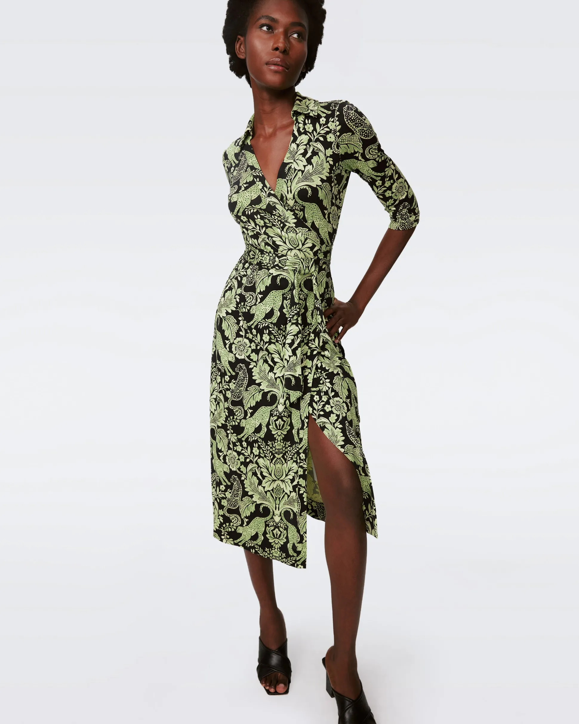 Abigail Silk Jersey Midi Wrap Dress
