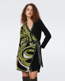 Aubrey Knit Jacquard Wrap Dress