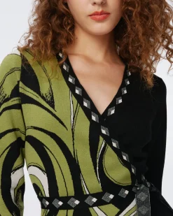 Aubrey Knit Jacquard Wrap Dress
