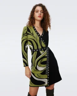 Aubrey Knit Jacquard Wrap Dress