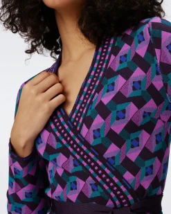 Edwina Knit Jacquard Wrap Dress