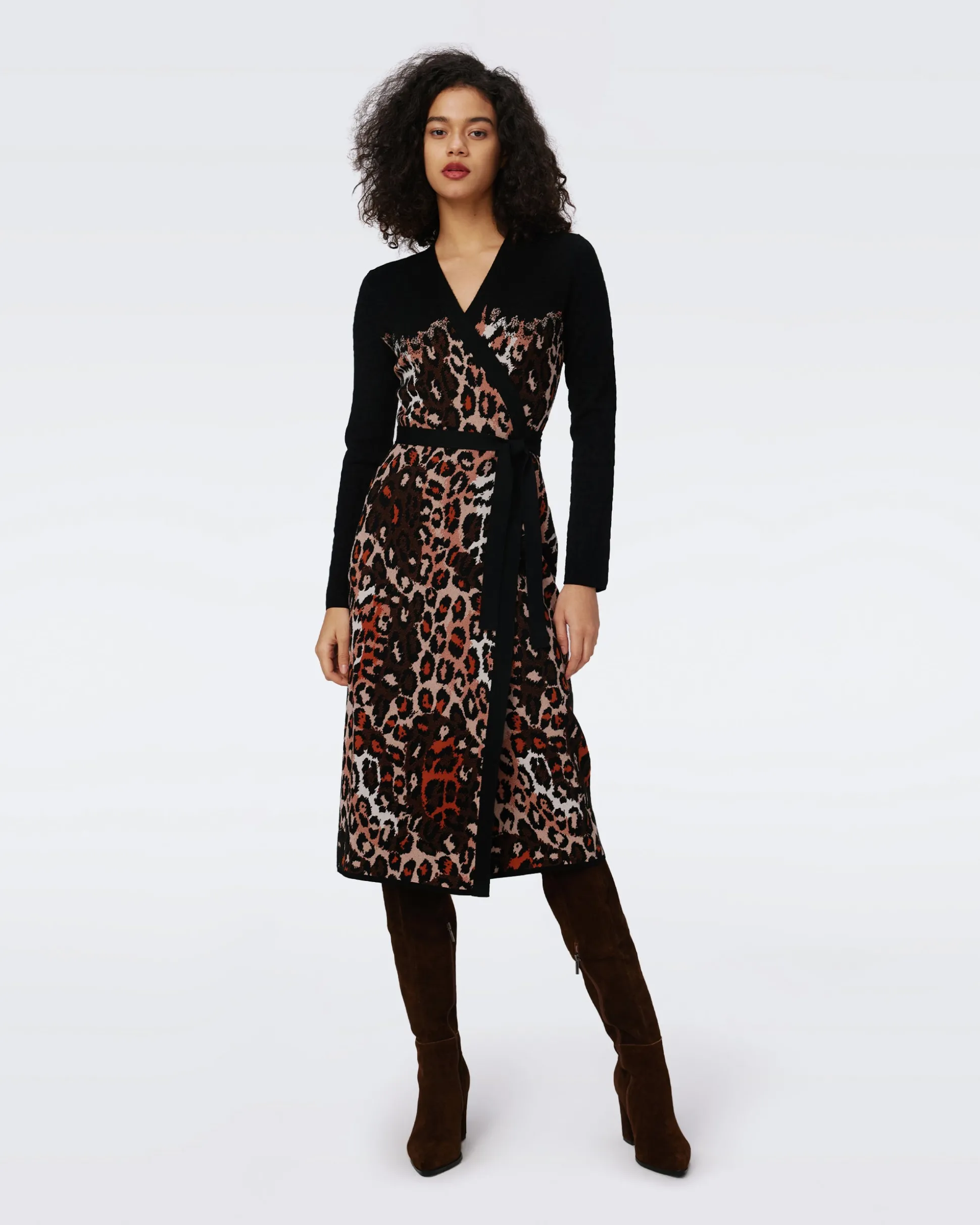 Savannah Knit Jacquard Wrap Dress