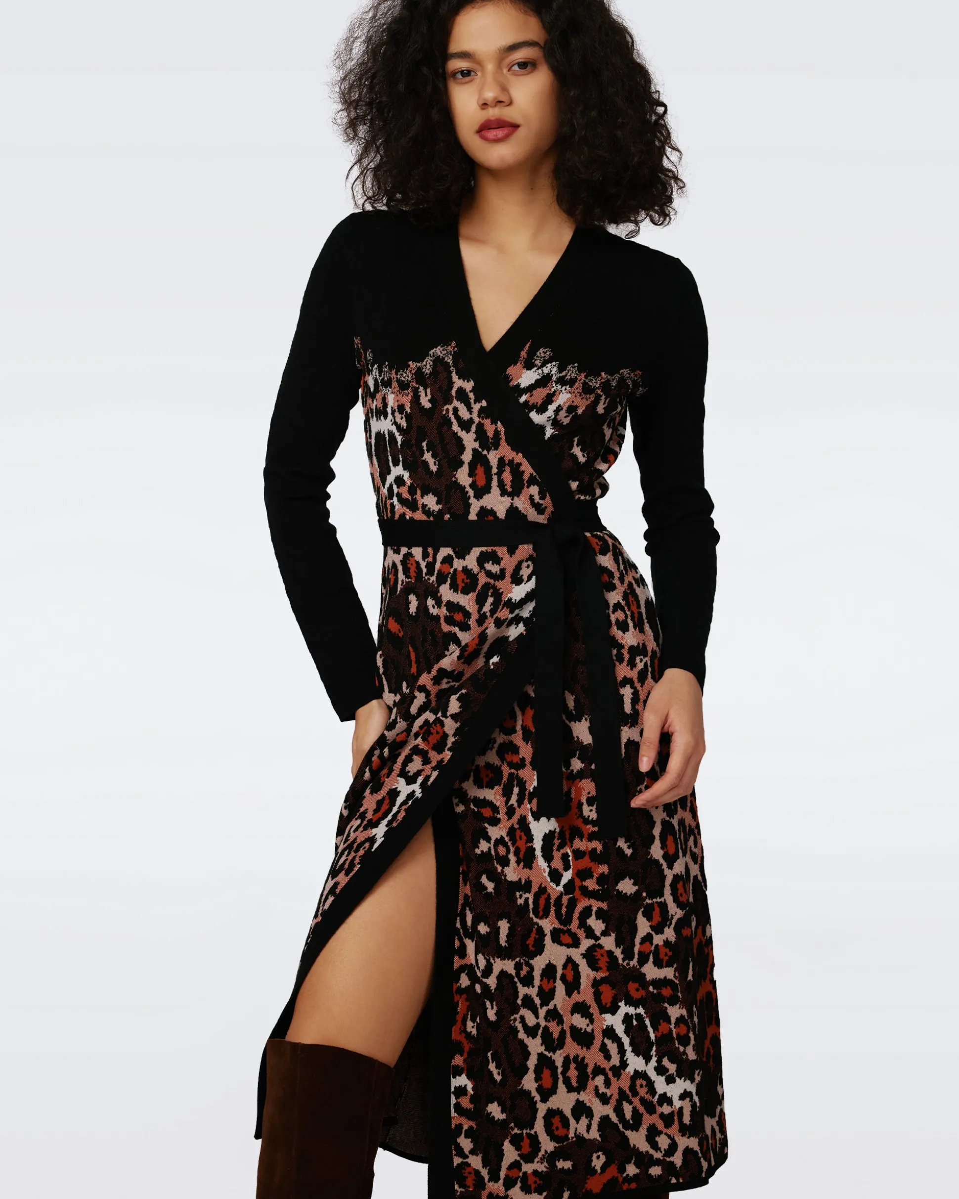 Savannah Knit Jacquard Wrap Dress